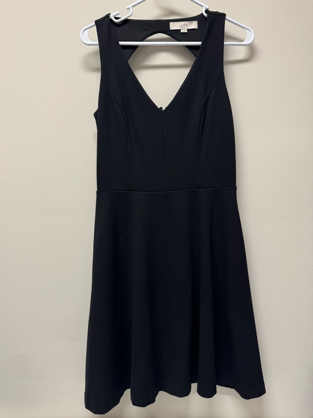 LOFT Black Sleeveless V-Neck Fit-and-Flare Mini Dress